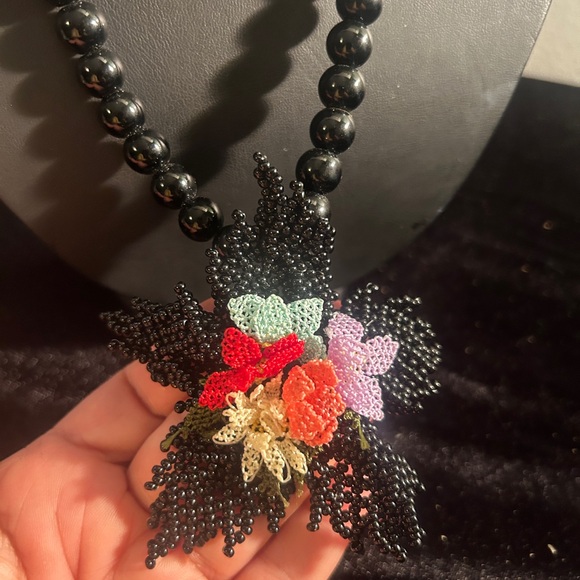 Handmade Needlework with Beaded Multicolor Bright Flower Necklace Gift 🎁 - Picture 14 of 15